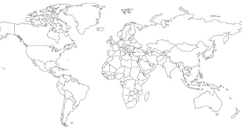 political world map with scale