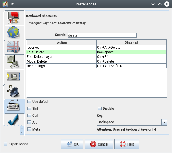 JOSM preferences on Linux