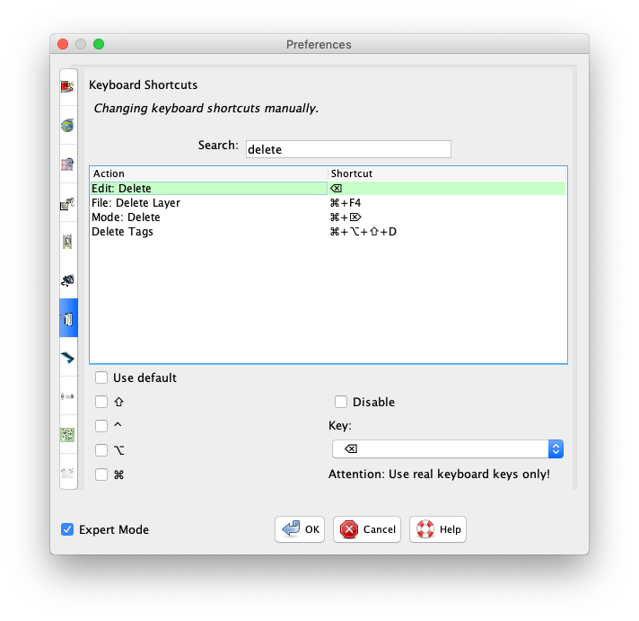 shortcut keys for mac delete file